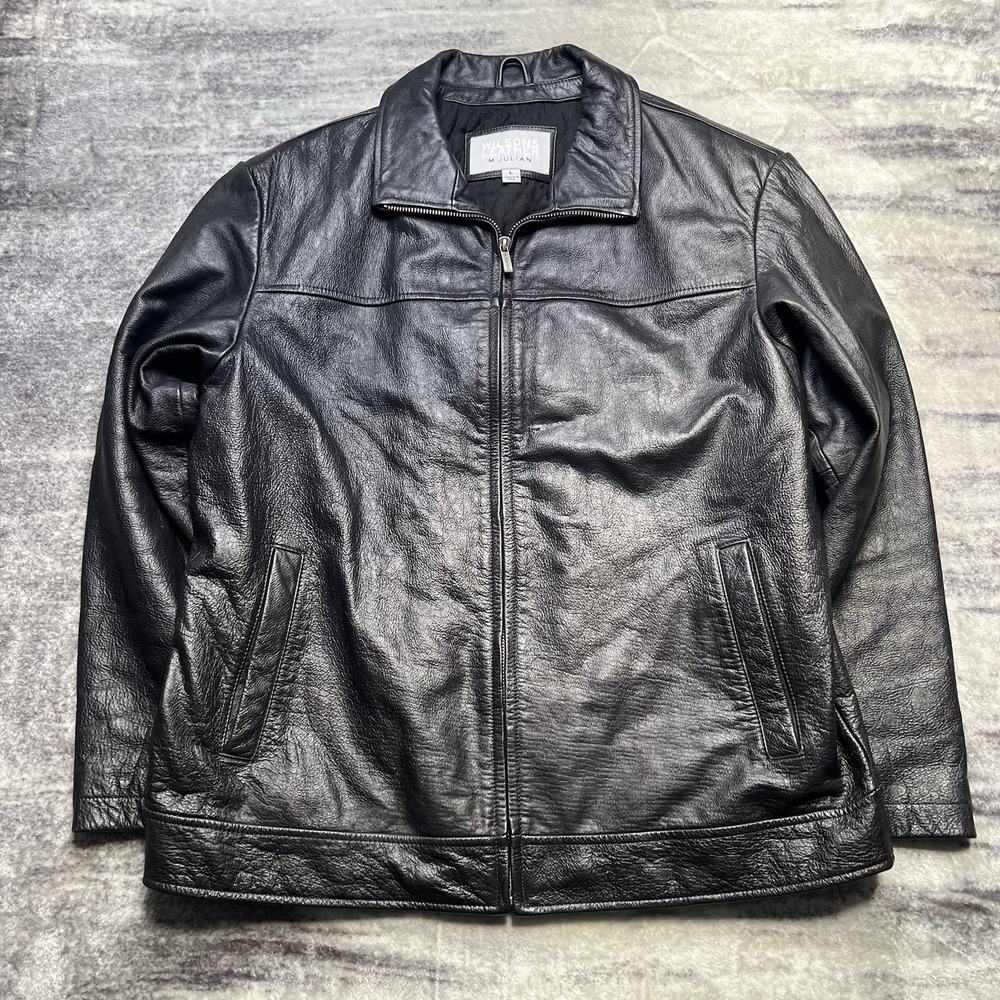 Wilsons Leather M. Julian Men's L Black Genuine Leather Bomber Jacket Quilted